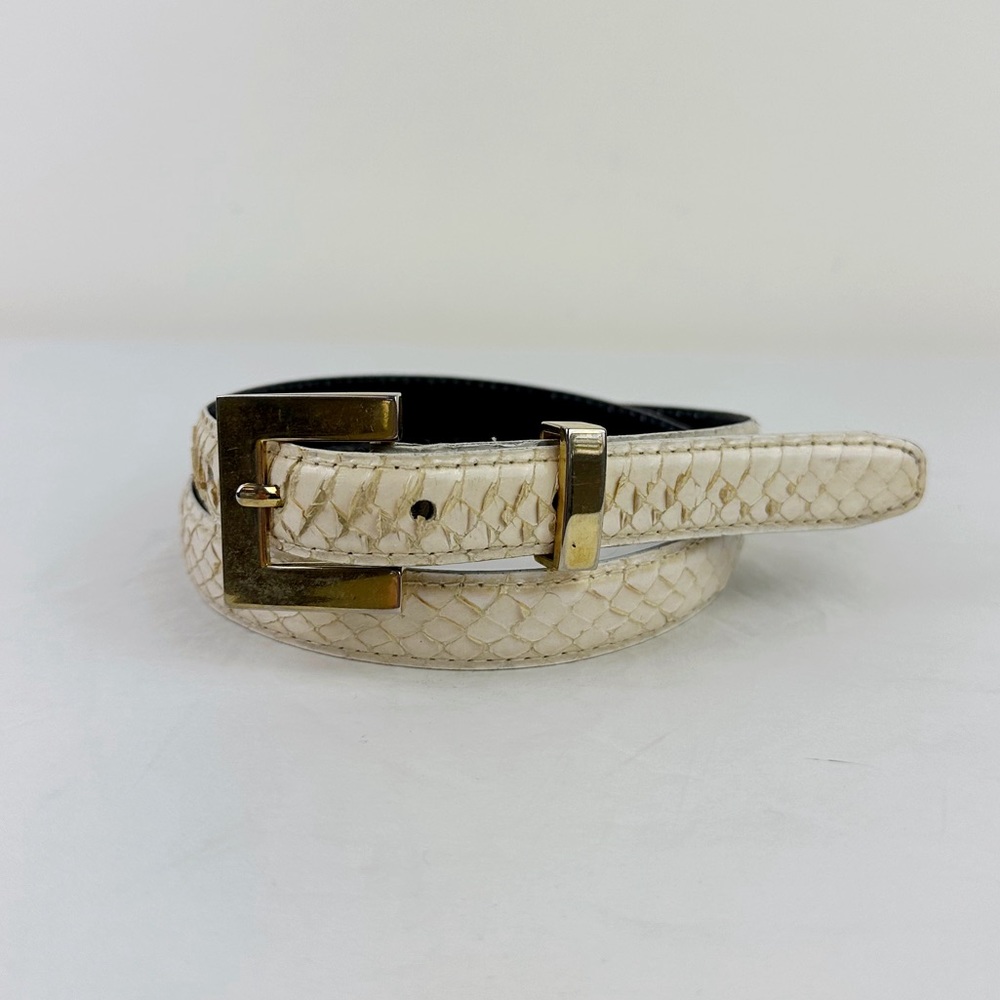 Women's Cream Braided Leather Belt with Gold Buckle